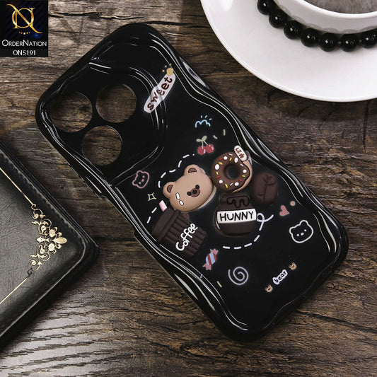 Tecno Spark 10C Cover - Black - Cute 3D Cartoon Coffee Honey Donut Silicon Helix Soft Borders Camera Protection Case