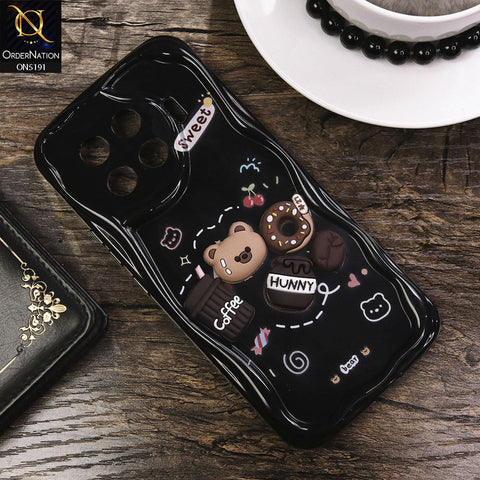 Tecno Spark 20 Pro Plus Cover - Black - Cute 3D Cartoon Coffee Honey Donut Silicon Helix Soft Borders Camera Protection Case