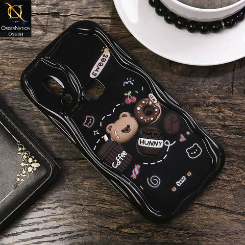 Vivo V15 Cover - Black - Cute 3D Cartoon Coffee Honey Donut Silicon Helix Soft Borders Camera Protection Case