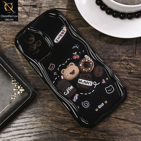 Vivo Y73 Cover - Black - Cute 3D Cartoon Coffee Honey Donut Silicon Helix Soft Borders Camera Protection Case