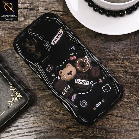 Vivo S10e Cover - Black - Cute 3D Cartoon Coffee Honey Donut Silicon Helix Soft Borders Camera Protection Case