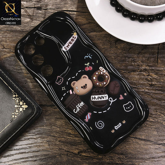 Vivo V30 Lite 4G Cover - Black - Cute 3D Cartoon Coffee Honey Donut Silicon Helix Soft Borders Camera Protection Case