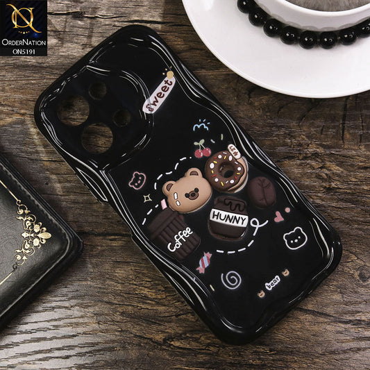 Vivo Y28 4G Cover - Black - Cute 3D Cartoon Coffee Honey Donut Silicon Helix Soft Borders Camera Protection Case