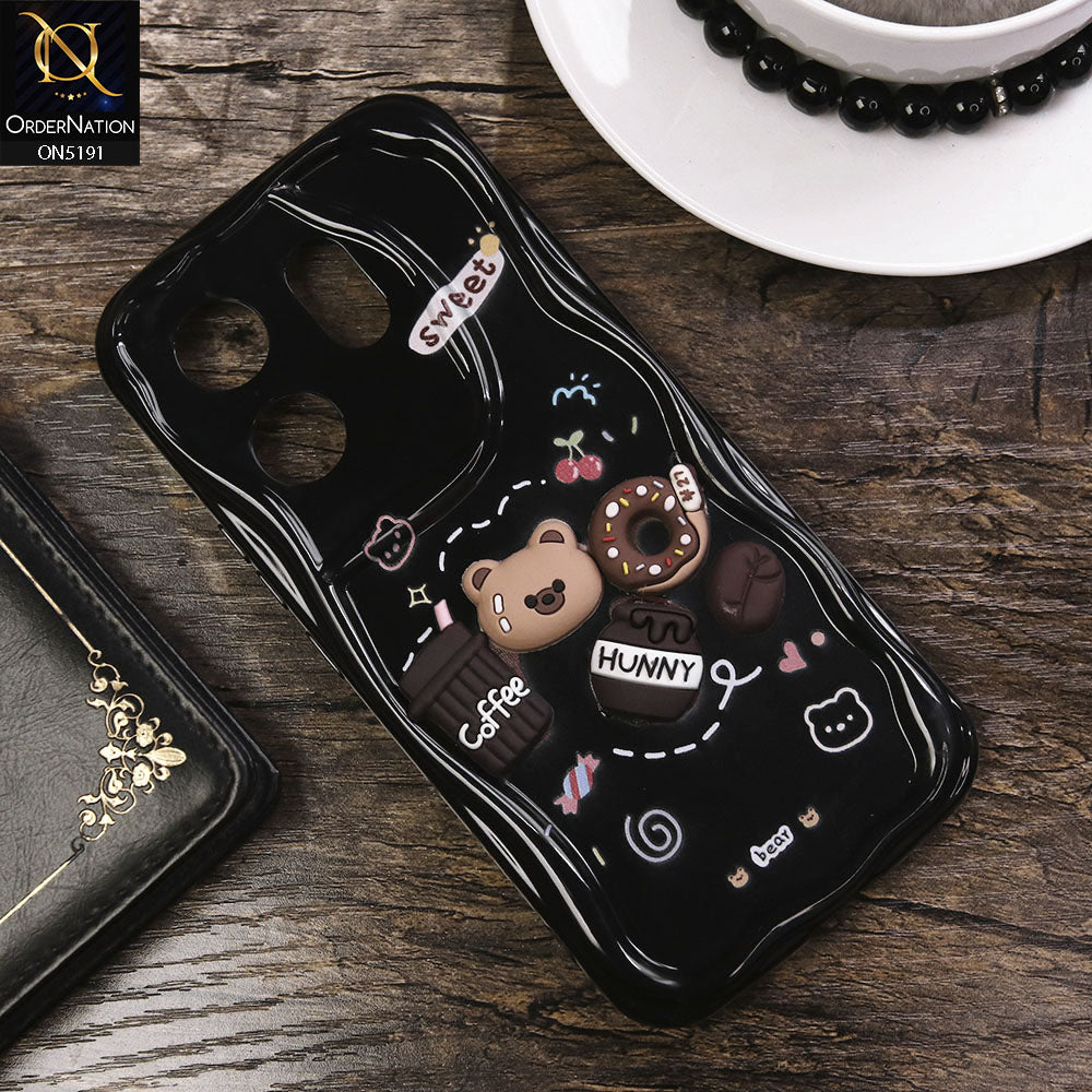 Infinix Zero 30 4G Cover - Black - Cute 3D Cartoon Coffee Honey Donut Silicon Helix Soft Borders Camera Protection Case