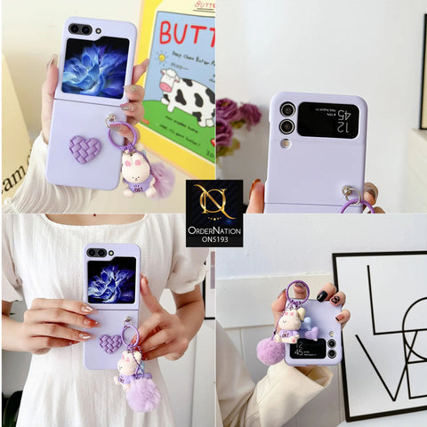 Samsung Galaxy Z Flip 4 5G Cover - Purple - Cartoon doll for ball diamond grid love anti fall protective cover