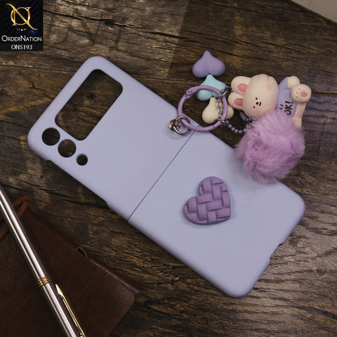 Samsung Galaxy Z Flip 4 5G Cover - Purple - Cartoon doll for ball diamond grid love anti fall protective cover