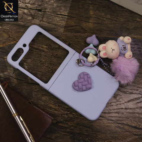 Samsung Galaxy Z Flip 5 5G Cover - Purple - Cartoon doll for ball diamond grid love anti fall protective cover