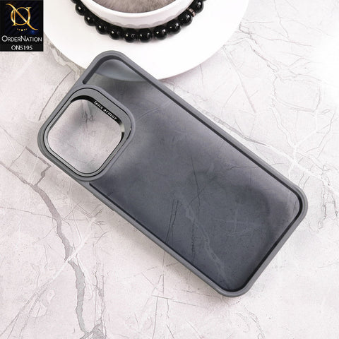 iPhone 14 Pro Max Cover - Gray - Trendy Colour Transparent Back Soft Borders Metalic Camera Lens Protector Case