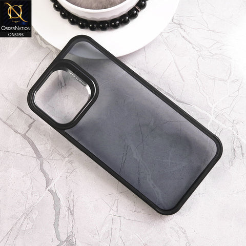 iPhone 15 Pro Max Cover - Black - Trendy Colour Transparent Back Soft Borders Metalic Camera Lens Protector Case