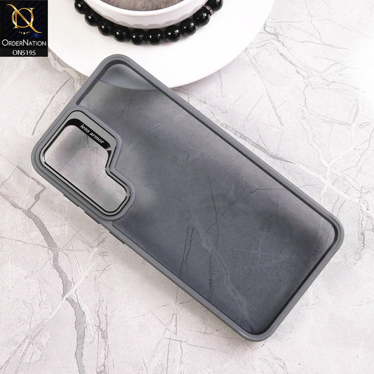 Samsung Galaxy S24 Cover - Gray - Trendy Colour Transparent Back Soft Borders Metalic Camera Lens Protector Case