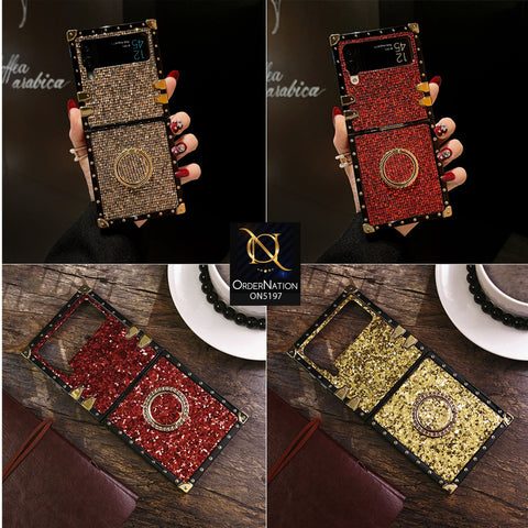 Samsung Galaxy Z Flip 4 5G Cover - Golden - Luxury Bling Cover Square Glitter Phone Case