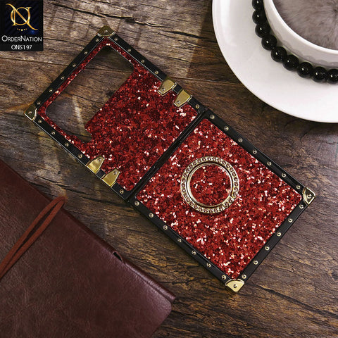 Samsung Galaxy Z Flip 3 5G Cover - Red - Luxury Bling Cover Square Glitter Phone Case