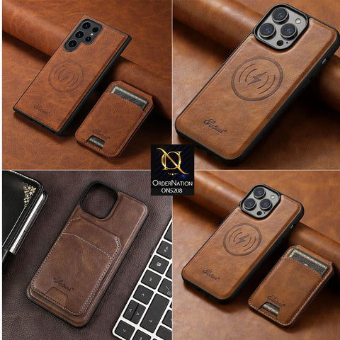 Samsung Galaxy Note 20 Cover - Brown - Luxuary Leather Case with Magnetic Wallet and Kick Stand Holder