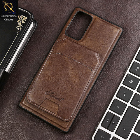 Samsung Galaxy Note 20 Cover - Brown - Luxuary Leather Case with Magnetic Wallet and Kick Stand Holder