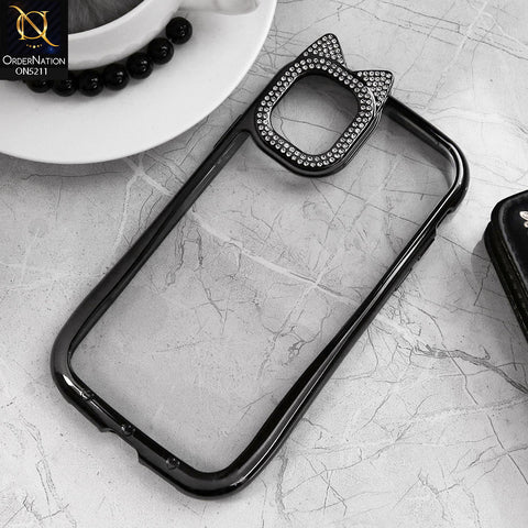 iPhone 11 Cover - Black - Luxury Cartoon Shiny Rhinestones Camera Border Soft Case