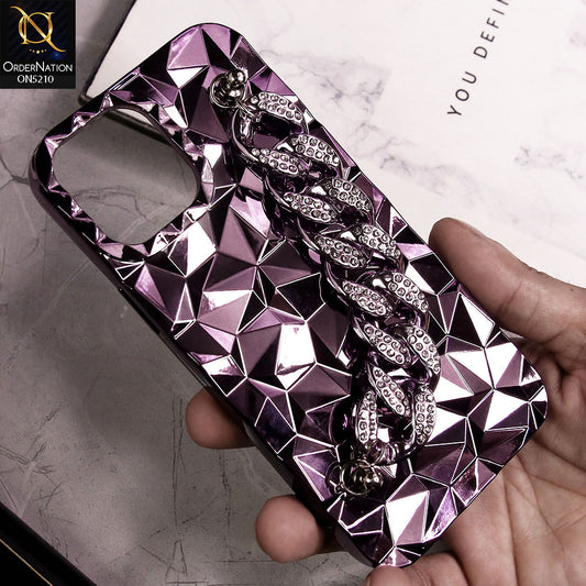 iPhone 14 Pro Max Cover - Purple - Plastic Electroplating Diamond and  Metal Bracelet Chain Case