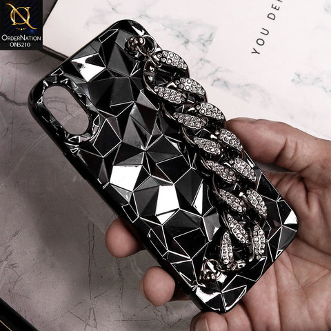 iPhone XS / X Cover - Black - Plastic Electroplating Diamond and  Metal Bracelet Chain Case