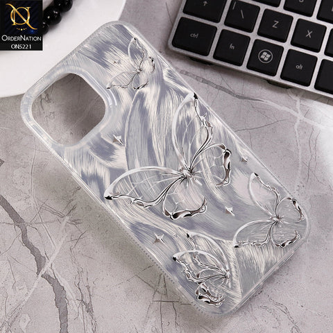 iPhone 12 Cover - Silver - Luxury Silver-Plated Feather Butterfly Dreams Soft Case