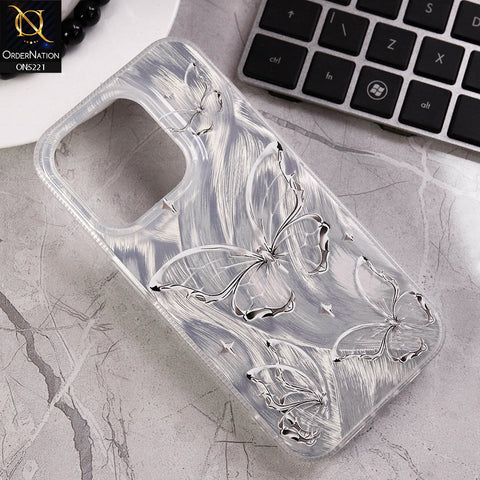 iPhone 13 Pro Cover - Silver - Luxury Silver-Plated Feather Butterfly Dreams Soft Case