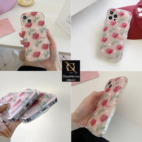 iPhone 12 Pro Cover - Pink - Cute Romantic Red Tulip Flowers Print Soft Case With Camera Protection