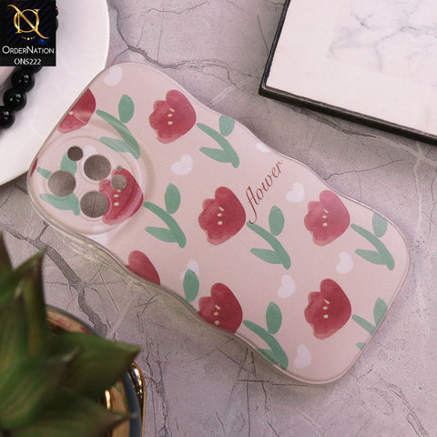 iPhone 12 Pro Cover - Pink - Cute Romantic Red Tulip Flowers Print Soft Case With Camera Protection