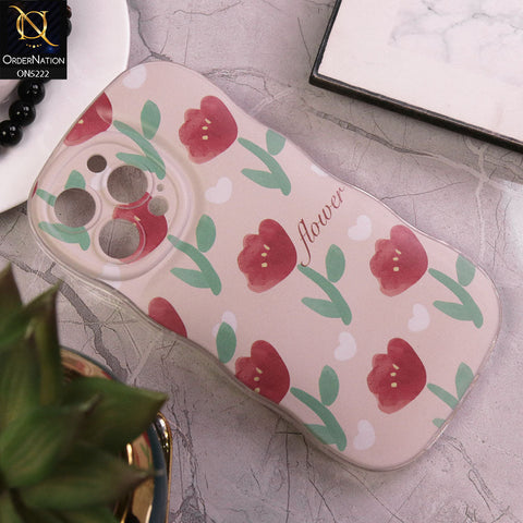 iPhone 13 Pro Max Cover - Pink - Cute Romantic Red Tulip Flowers Print Soft Case With Camera Protection