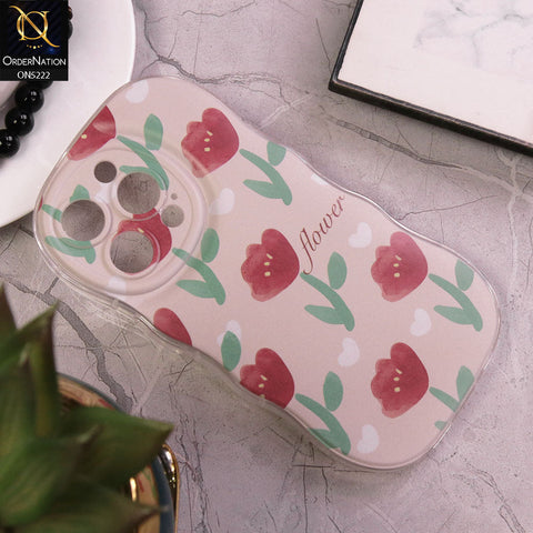 iPhone 13 Pro Cover - Pink - Cute Romantic Red Tulip Flowers Print Soft Case With Camera Protection