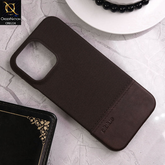 iPhone 16 Pro Max Cover - Brown - Luxury Piblue Dual Canvas Leather Style PC Shell Protective Case