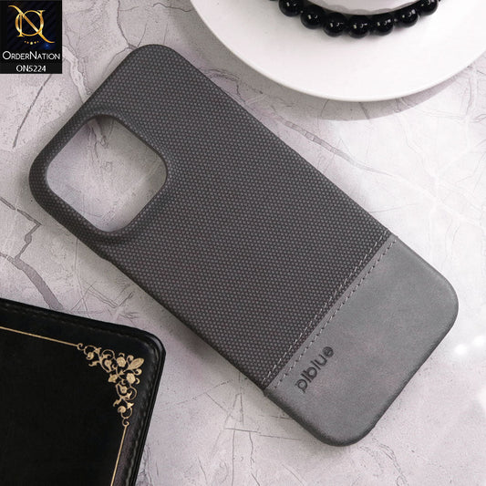 iPhone 16 Pro Max Cover - Gray - Luxury Piblue Dual Canvas Leather Style PC Shell Protective Case