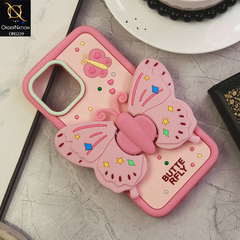 iPhone 12 Pro Cover - Design1 - Cute 3D Butterfly Bracket Kickstand Beautiful Soft Case