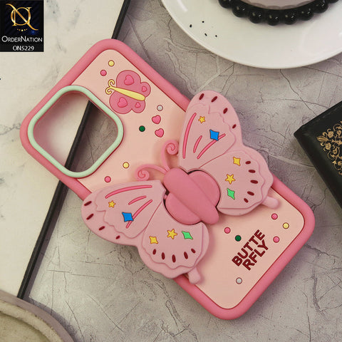 iPhone 12 Pro Max Cover - Design1 - Cute 3D Butterfly Bracket Kickstand Beautiful Soft Case