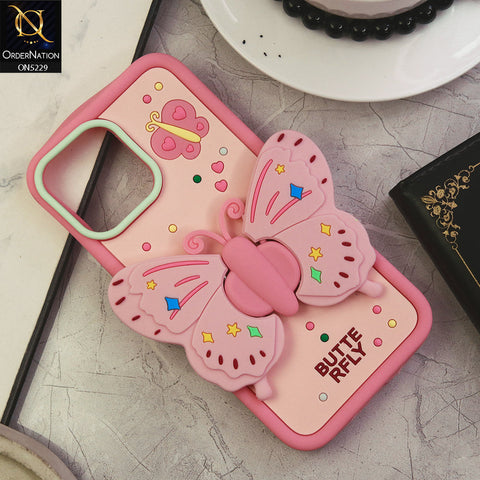 iPhone 13 Pro Max Cover - Design1 - Cute 3D Butterfly Bracket Kickstand Beautiful Soft Case