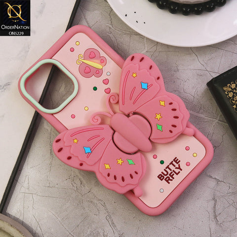 iPhone 14 Cover - Design3 - Cute 3D Butterfly Bracket Kickstand Beautiful Soft Case