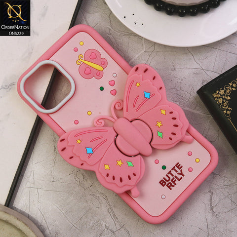 iPhone 15 Plus Cover - Design3 - Cute 3D Butterfly Bracket Kickstand Beautiful Soft Case