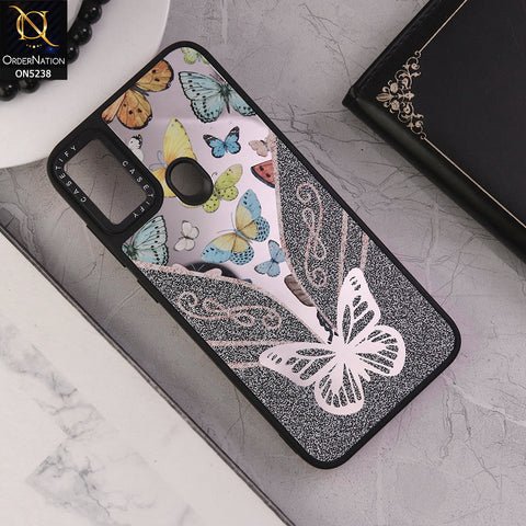 Samsung Galaxy A11 Cover - Design 8 - Trendy Floral Butterfly Shiny Mirror Soft Borders Protective Case