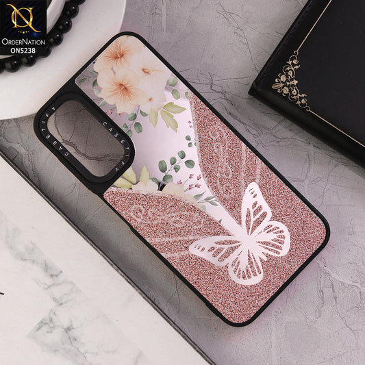 Samsung Galaxy A54 5G Cover - Design 3 - Trendy Floral Butterfly Shiny Mirror Soft Borders Protective Case