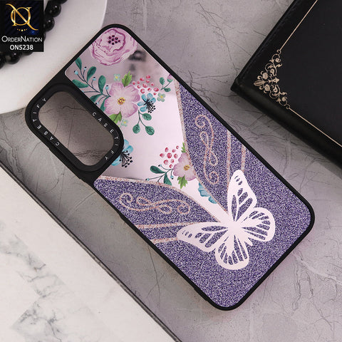 Samsung Galaxy A54 5G Cover - Design 7 - Trendy Floral Butterfly Shiny Mirror Soft Borders Protective Case