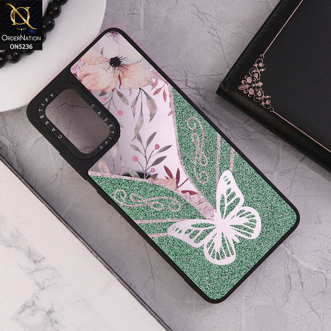 Samsung Galaxy A32 Cover - Design 5 - Trendy Floral Butterfly Shiny Mirror Soft Borders Protective Case