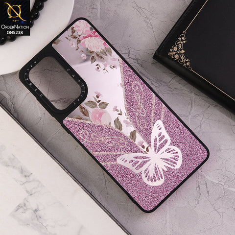 Samsung Galaxy A23 5G Cover - Design 2 - Trendy Floral Butterfly Shiny Mirror Soft Borders Protective Case