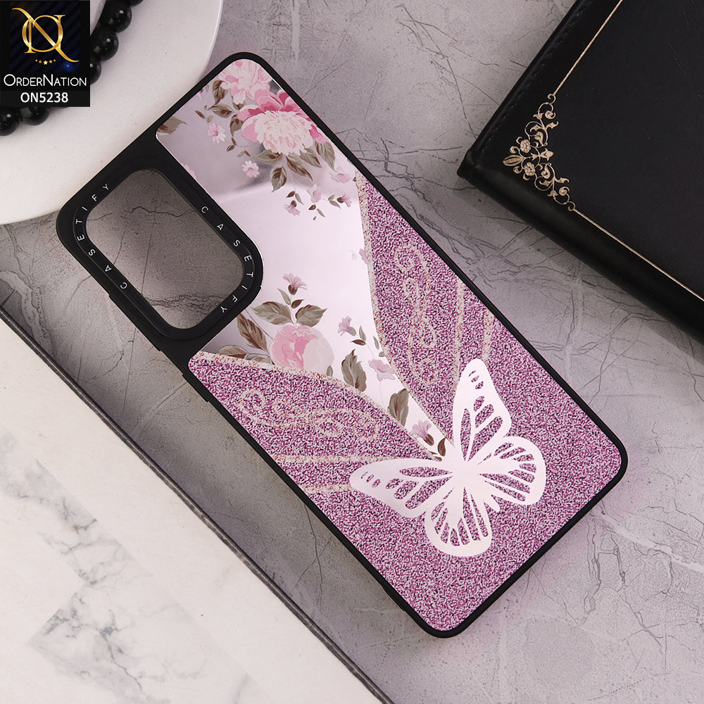 Samsung Galaxy A52s 5G Cover - Design 2 - Trendy Floral Butterfly Shiny Mirror Soft Borders Protective Case