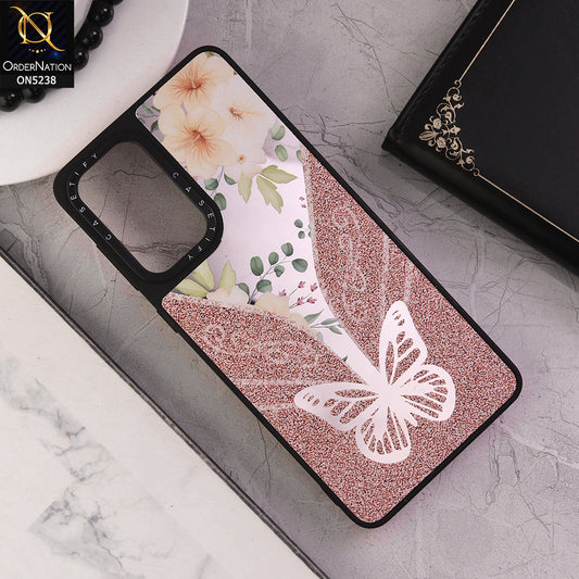 Samsung Galaxy A53 5G Cover - Design 3 - Trendy Floral Butterfly Shiny Mirror Soft Borders Protective Case