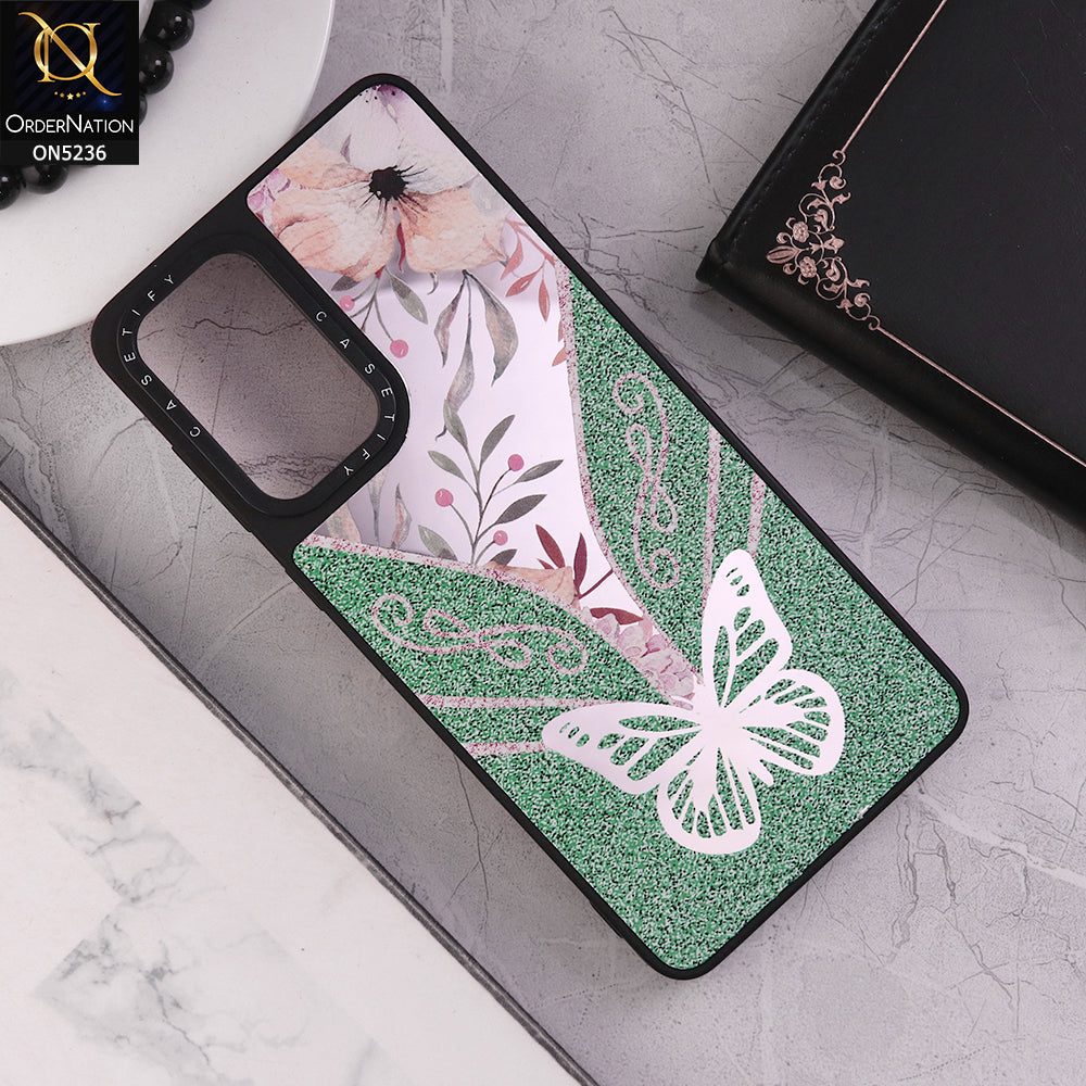 Samsung Galaxy A23 Cover - Design 5 - Trendy Floral Butterfly Shiny Mirror Soft Borders Protective Case