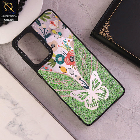 Samsung Galaxy A53 5G Cover - Design 6 - Trendy Floral Butterfly Shiny Mirror Soft Borders Protective Case