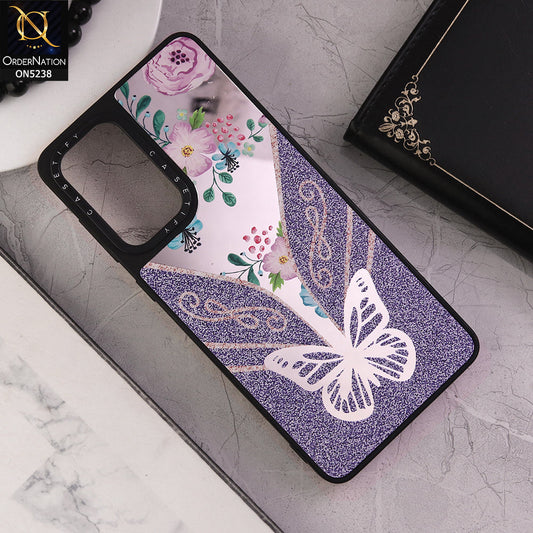 Samsung Galaxy A23 5G Cover - Design 7 - Trendy Floral Butterfly Shiny Mirror Soft Borders Protective Case