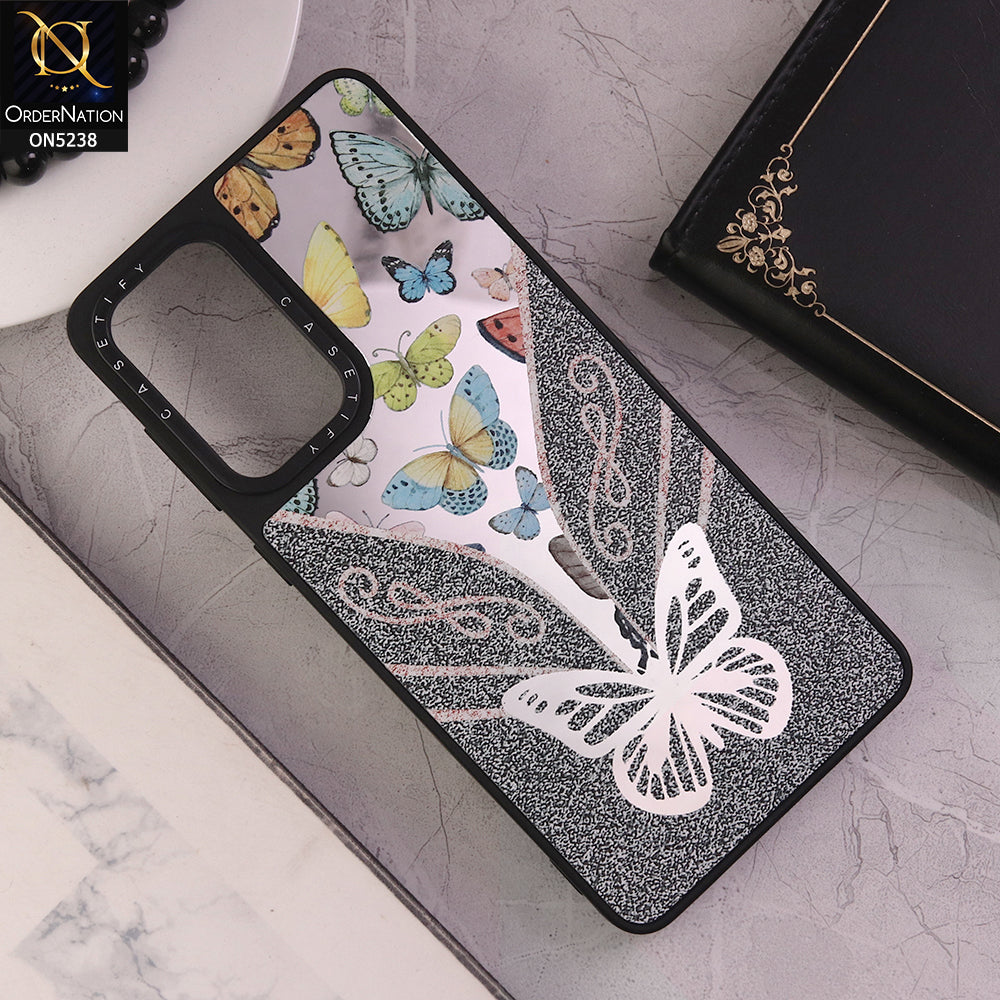 Samsung Galaxy A23 Cover - Design 8 - Trendy Floral Butterfly Shiny Mirror Soft Borders Protective Case