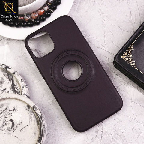 iPhone 14 Cover - Purple - Luxury Pu Leather Texture Magsafe Soft Border Protective Case With Logo Hole