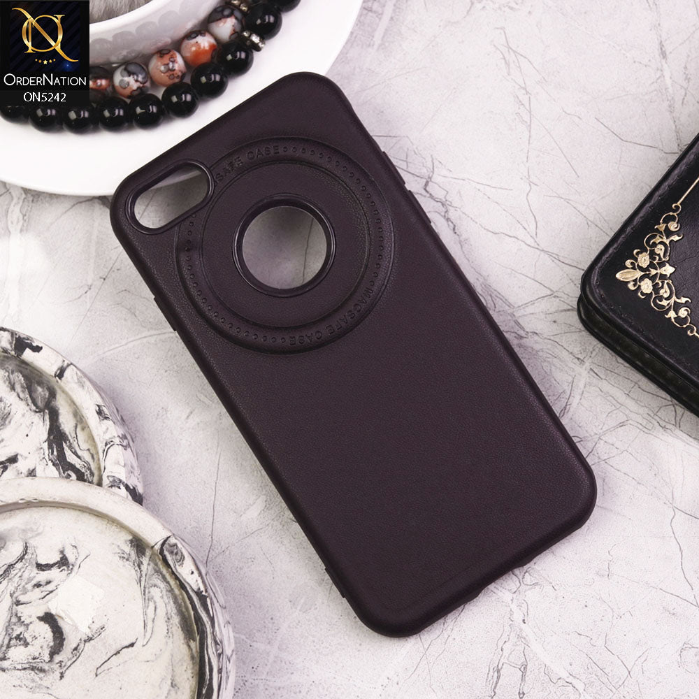 iPhone 8 / 7 Cover - Purple - Luxury Pu Leather Texture Magsafe Soft Border Protective Case With Logo Hole