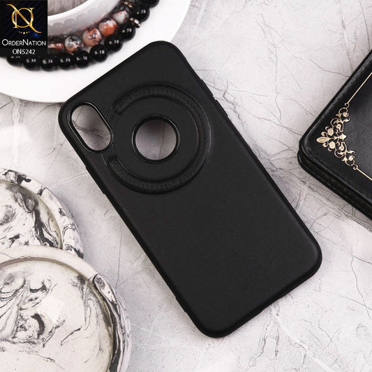 iPhone XS / X Cover - Black - Luxury Pu Leather Texture Magsafe Soft Border Protective Case With Logo Hole