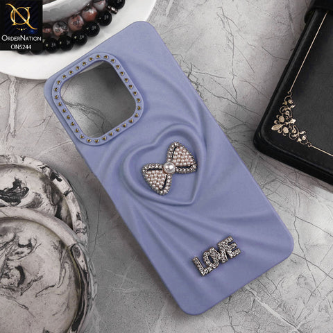 Vivo Y28 Cover - Blue - 3D Love Rhinesteart Wrinkle Fold Design Soft Silicon Protective Case