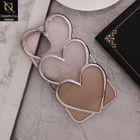 IPhone 11 Cover - Golden - New Trendy 3D Heart Gradient Bling Glitter Electroplating Borders Soft Case - (Glitter Does Not Move)